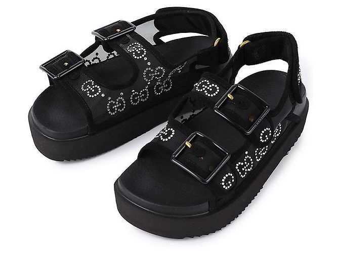 Gucci Sandali GG con cristalli da donna Nero