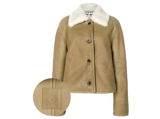 Loewe Camel Shearling Collar Jacket Orange