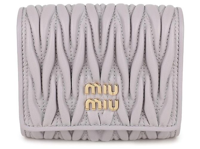 Miu Miu Small Matelassé Napa Leather Wallet Purple
