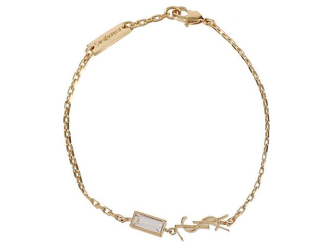 Saint Laurent Bracciale in metallo e strass D'oro