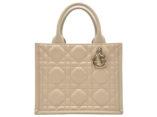 Dior  mala Book Tote Small Cannage Powder Beige Marrom
