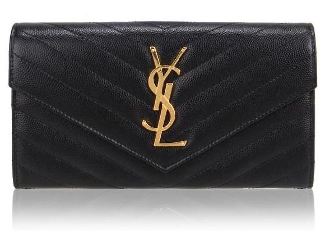 Saint Laurent Cartera larga con solapa Monogram Negro