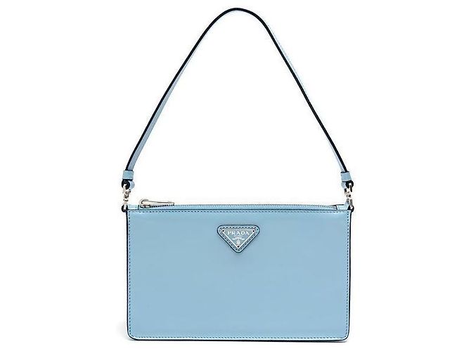 Prada Brushed Leather Shoulder Bag Blue