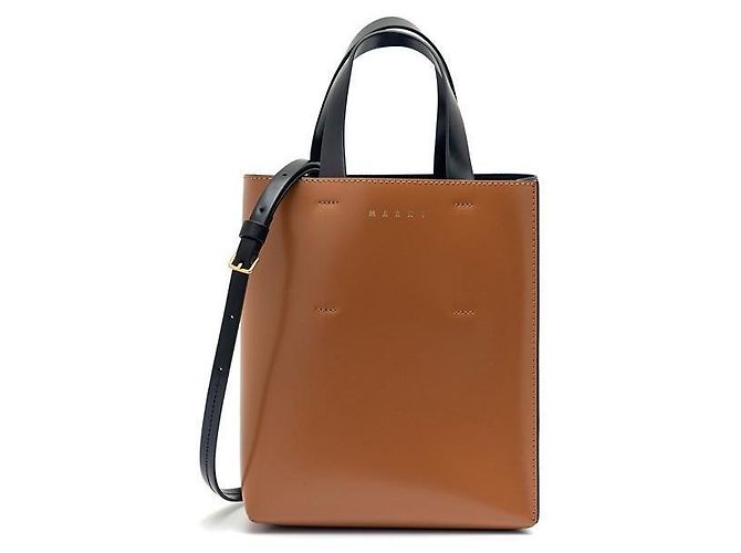 Marni Mini borsa Musee in pelle nera e marrone 