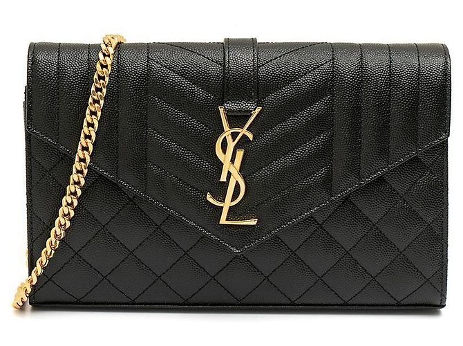 Saint Laurent Borsa a tracolla con catena Monogram Mix Matelassé Nero