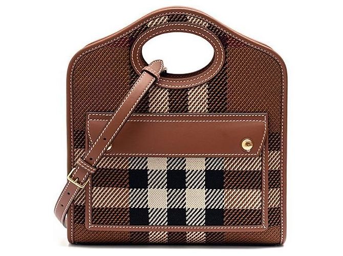 Burberry Mini Knit Check Pocket Bag Red