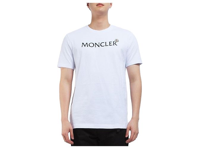 Moncler T-shirt de algodão com logo aveludado e patch de logo