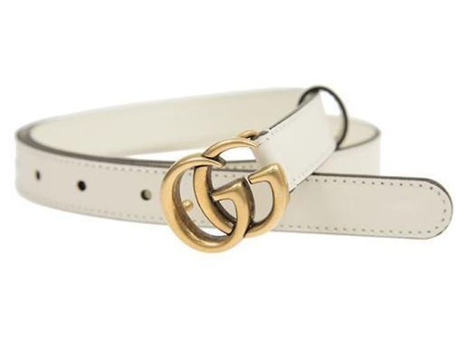 Gucci Cinto de couro com fivela GG Marmont Branco