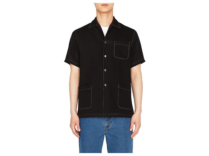 Maison Martin Margiela Camicia in twill di rayon Maison Margiela Stitch Logo Multicolore