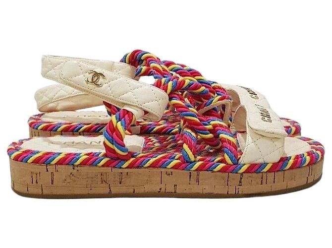 Chanel Sandali in corda con Velcro Argento
