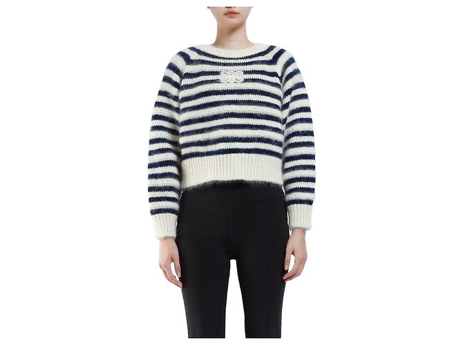 Céline Marniere Rundhals-Pullover aus Mohair-Seide Mehrfarben 