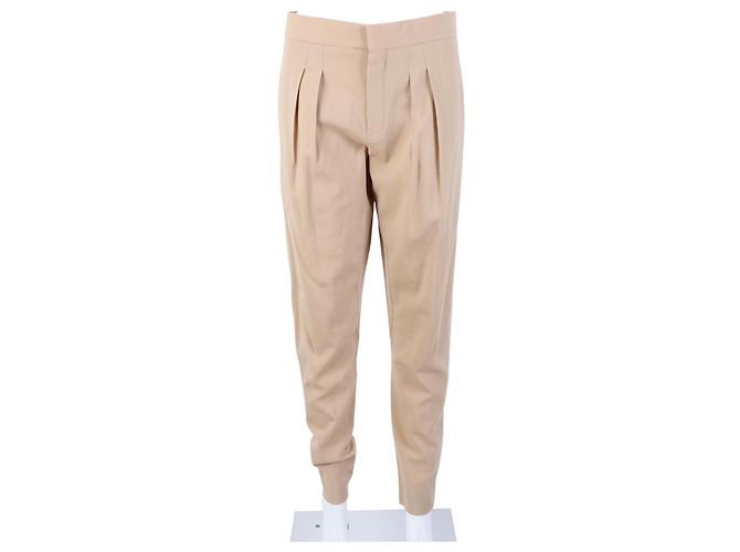 Chloé Wool Pants Beige Brown