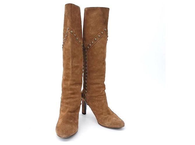 Saint Laurent Suede Boots Brown