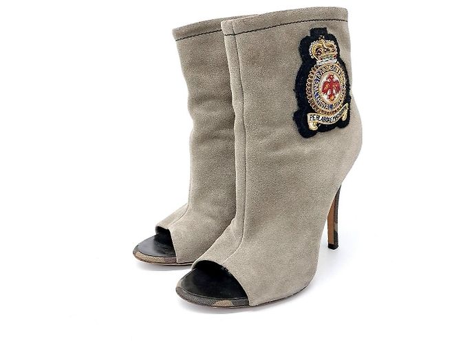 Giuseppe Zanotti Chaussures à talons en daim à bout ouvert Marron