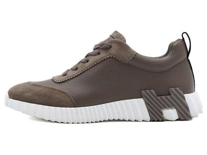 Hermès Baskets Bouncing en cuir et daim Marron