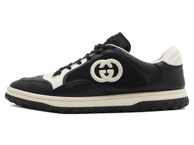 Gucci Black Leather Interlocking Men's Sneakers