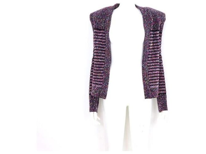 Balmain Giacca da donna in viscosa a righe con patch sulle spalle e bottoni