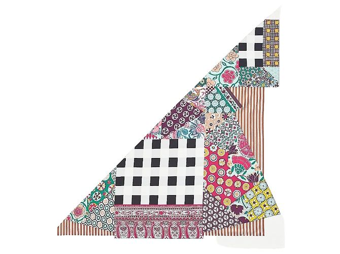 Hermès Lenço de seda triangular gigante Sarasa Multicor