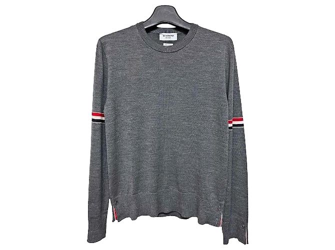 Thom Browne Merino-Wolle Rundstrick Charcoal stamp Braun