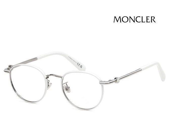Moncler Eyeglasses Frame Luxury Round White Silver Metal Frame Silvery
