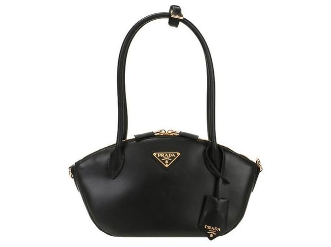 Prada Petit sac à main en cuir stamp: MVM Noir