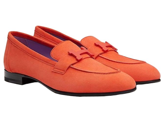 Hermès Paris Loafer Suede Orange Red