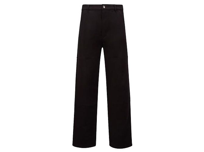 Pantalones rectos de lona Moncler Plata