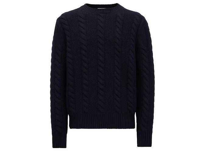 Moncler Strickpullover aus Wolle und Kaschmir mit Rundhalsausschnitt Schwarz