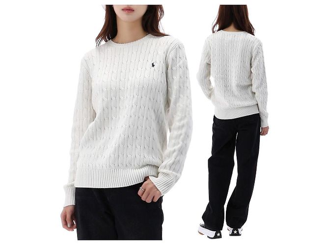 Ralph Lauren Zopfstrick Erwachsenengröße mit Pony-Logo Silber