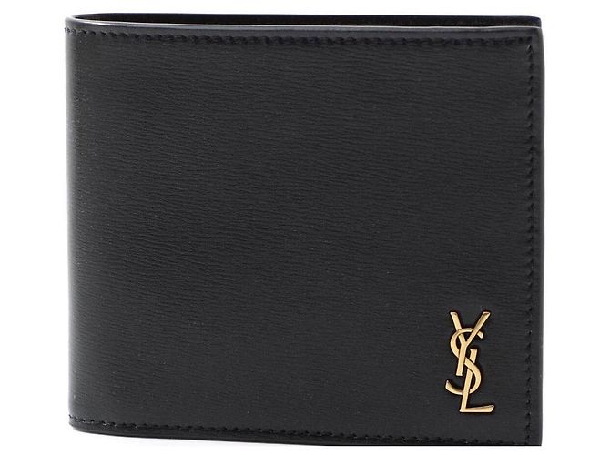 Saint Laurent Gold Logo Bi-fold Wallet Black