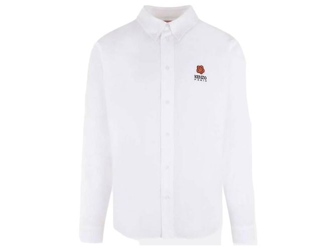 Kenzo Camisa de algodón con bordado floral Boke Blanco