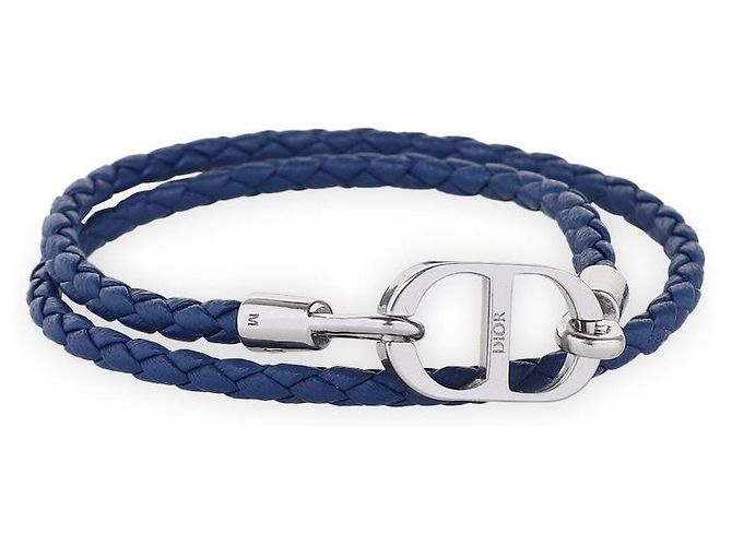 Dior Bracciale in pelle intrecciata CD Icon da uomo Blu
