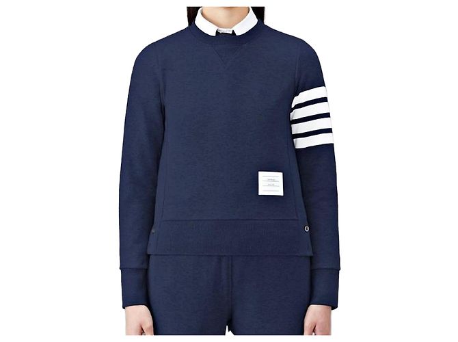 Thom Browne Stripe RWB Tab Loopback Jersey Sweatshirt Schwarz 