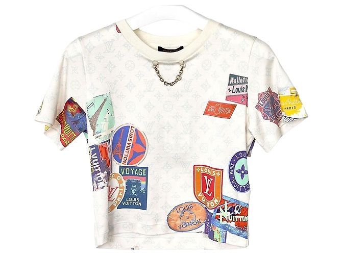 Louis Vuitton Camiseta Crop Top Mahina Patch Print sin usar Multicolor