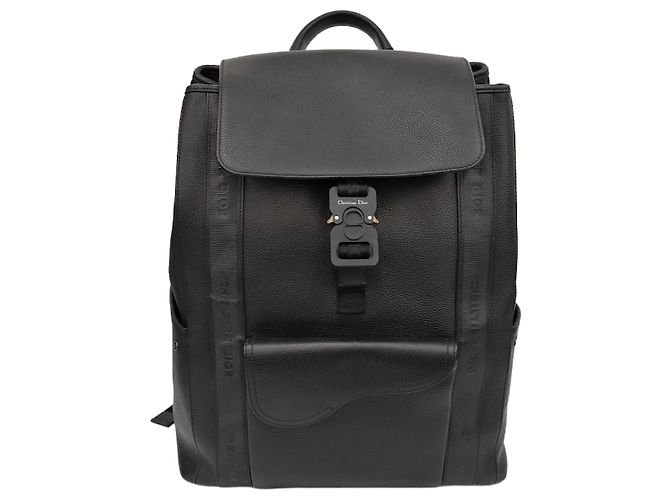 Saddle Dior Sattel-Rucksack aus schwarzem Leder