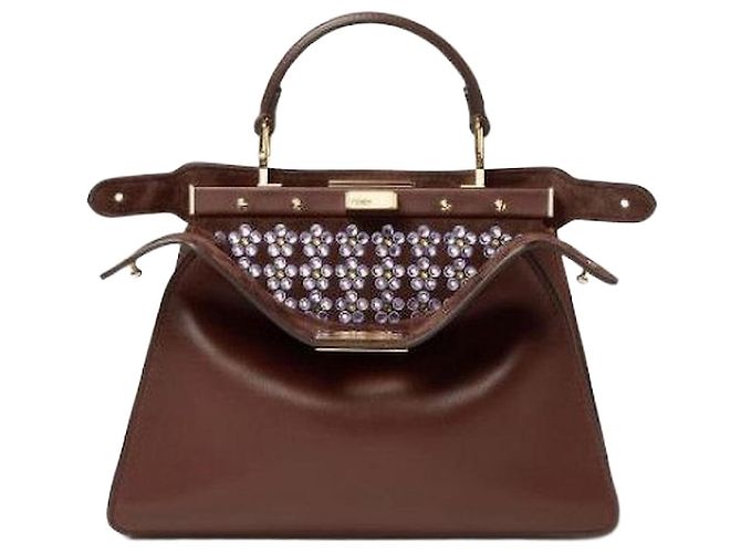 Fendi Borsa Peekaboo See Mini Bag Marrone