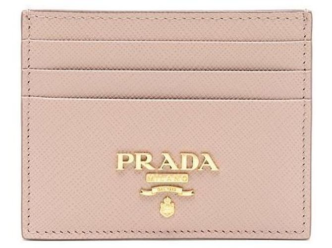 Prada Saffiano Metal Logo Card Holder Orange