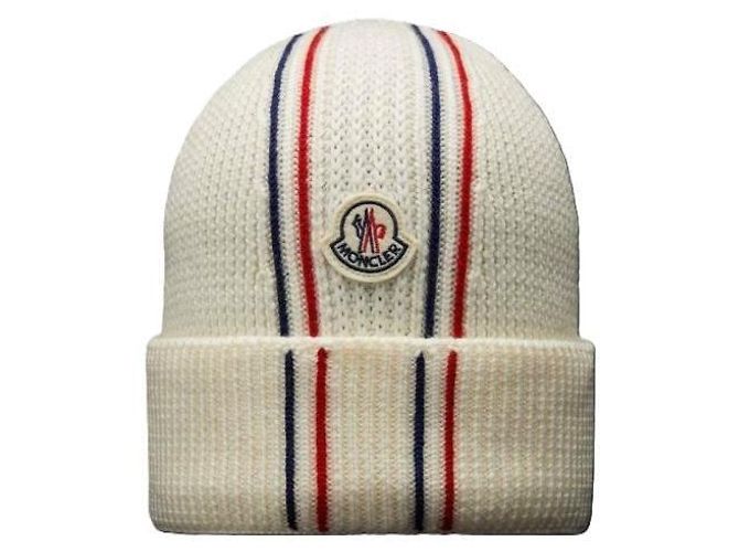 Moncler Logo Patch Tricolor Wool Beanie Multiple colors