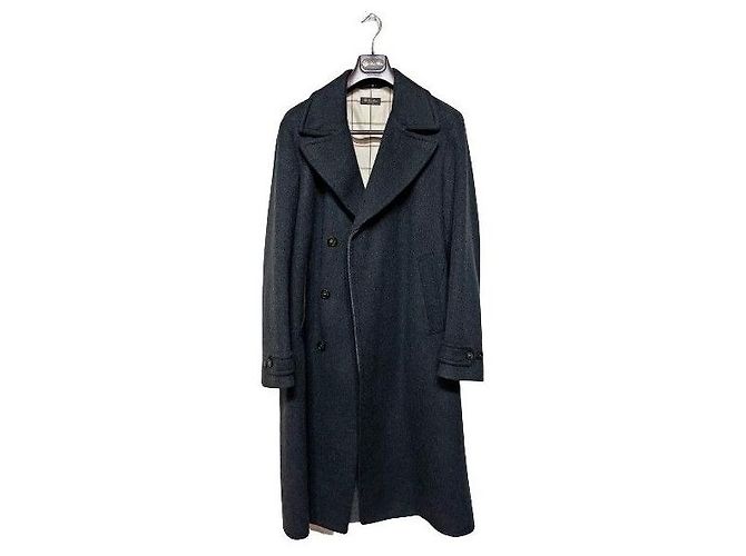 Loro Piana Cashmere Dark Grey Long Coat Black