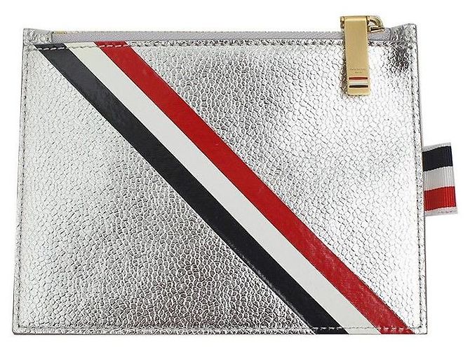 Tarjetero con cremallera plateado Thom Browne Plata