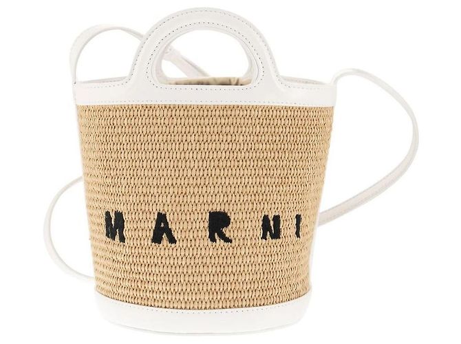 Marni Borsa Tote in pelle e rafia Arancione
