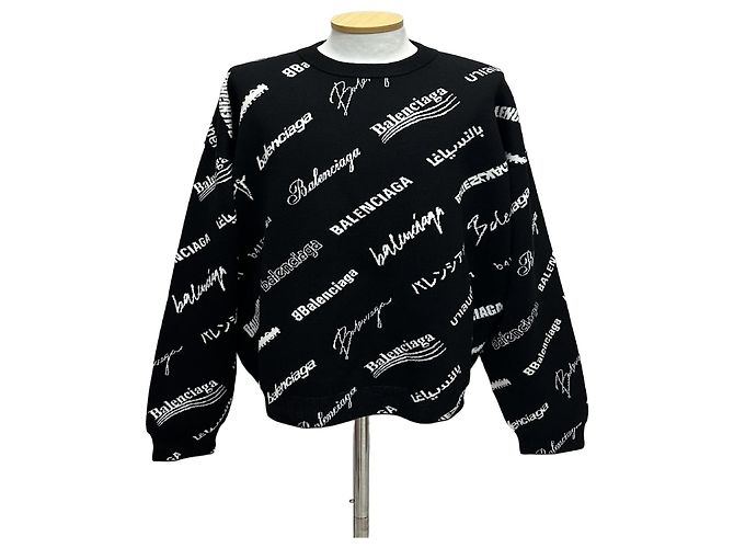 Balenciaga Logo Mania All Over Strick Silber