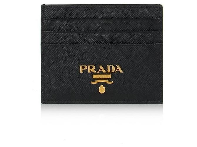 Prada Saffiano Card Holder stamp: QWA Black