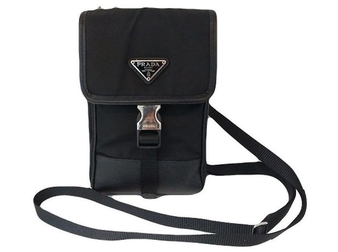 Prada Custodia per telefono nera da uomo e donna Borsa a tracolla Re-Nylon Saffiano Nero