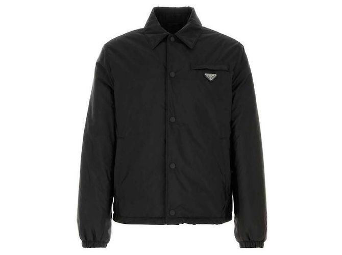 Prada Nylon Triangle Logo Blouson Jacket Black
