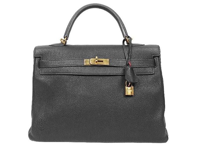 Hermès Schwarze Kelly Bag Square mit Stamp
