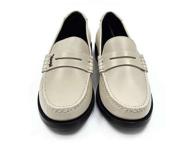 Saint Laurent Mocassini Penny Monogram Bianco