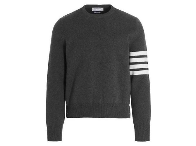 Thom Browne Pullover de malha de algodão com ponto Milano Marrom