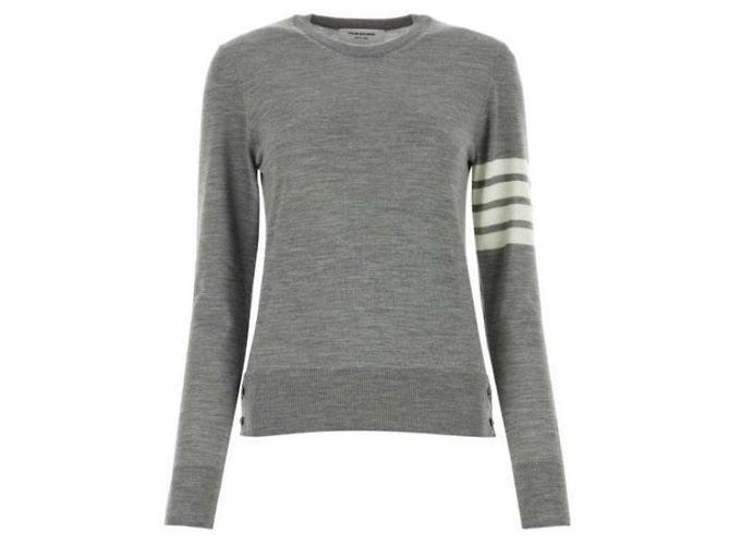 Thom Browne Pullover de malha relaxado em lã Marrom