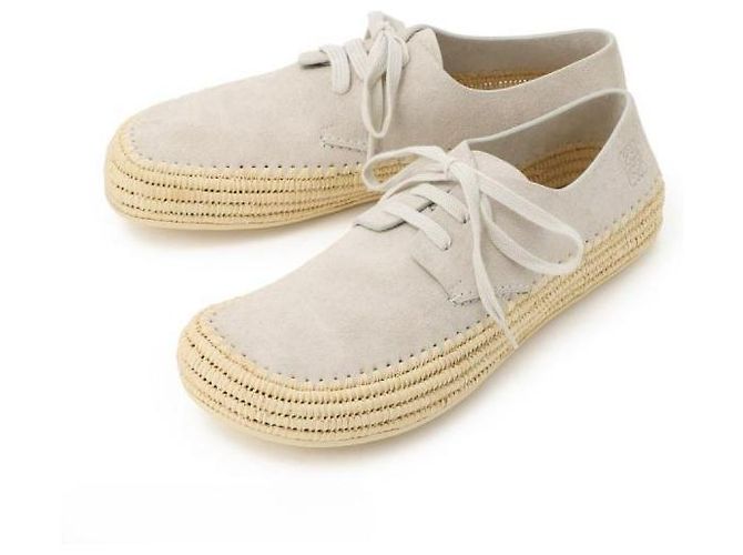 Loewe Scarpe stringate in camoscio e rafia Marrone